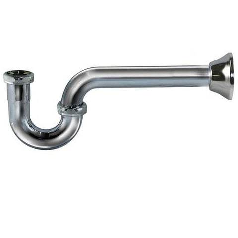 Stainless Steel  P-trap, 1-1/4" 20GA, 12" wallbend, brass wall tube