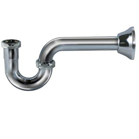 Stainless Steel  P-trap, 1-1/4" 20GA, 8" wallbend, brass wall tube